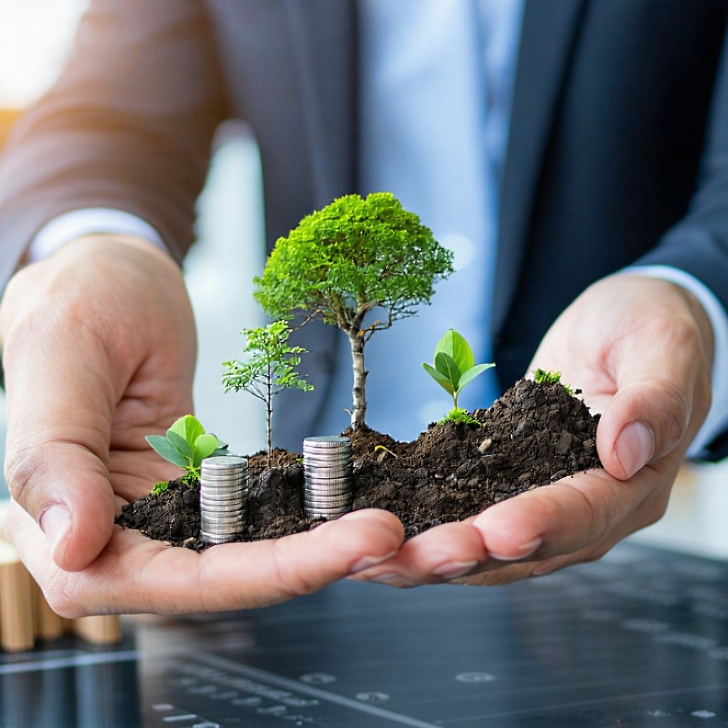 The image features a modern photo showing service business growing